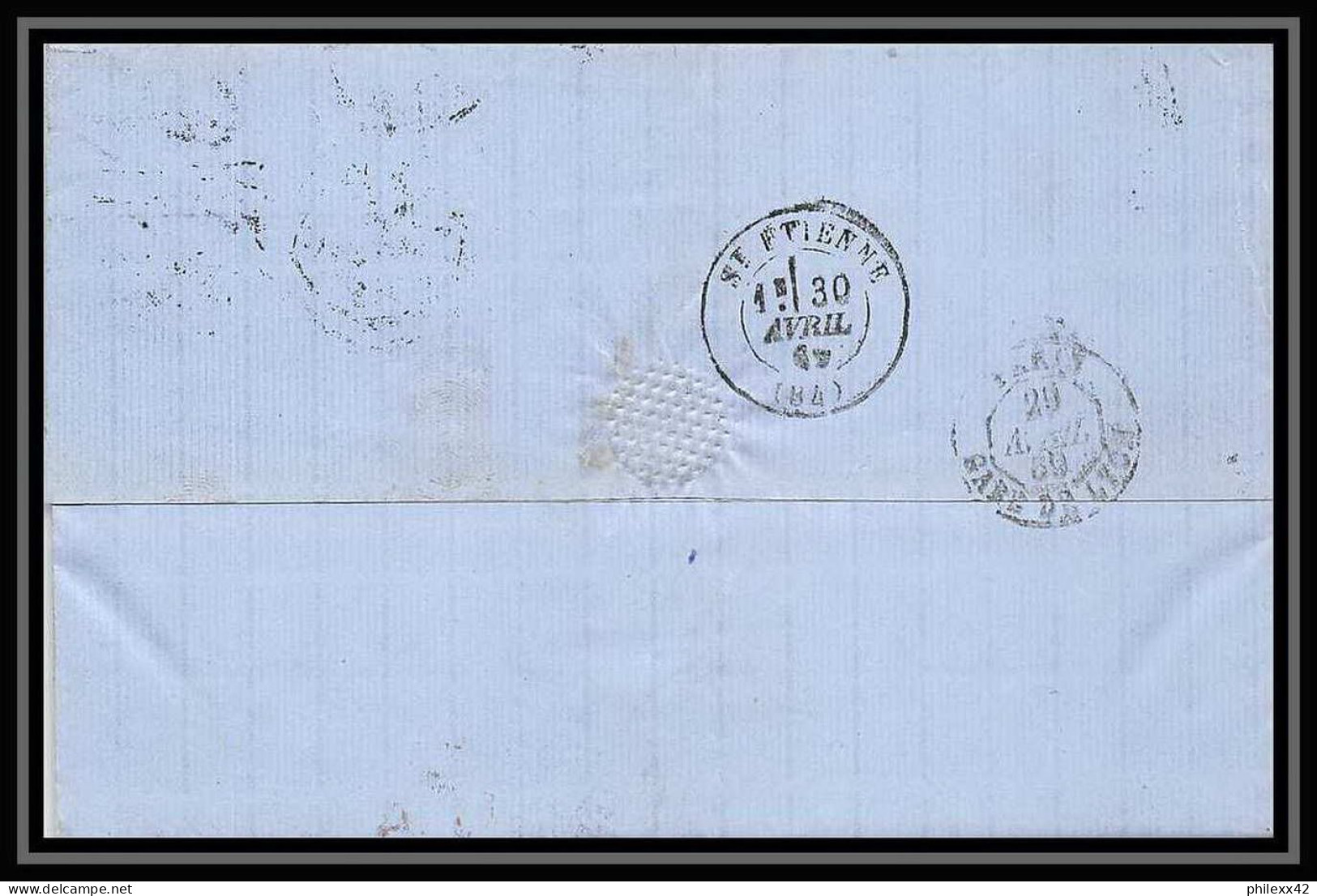 35848 N°32 Victoria 4p Red London St Etienne France 1869 Cachet 103 Lettre Cover Grande Bretagne England - Covers & Documents