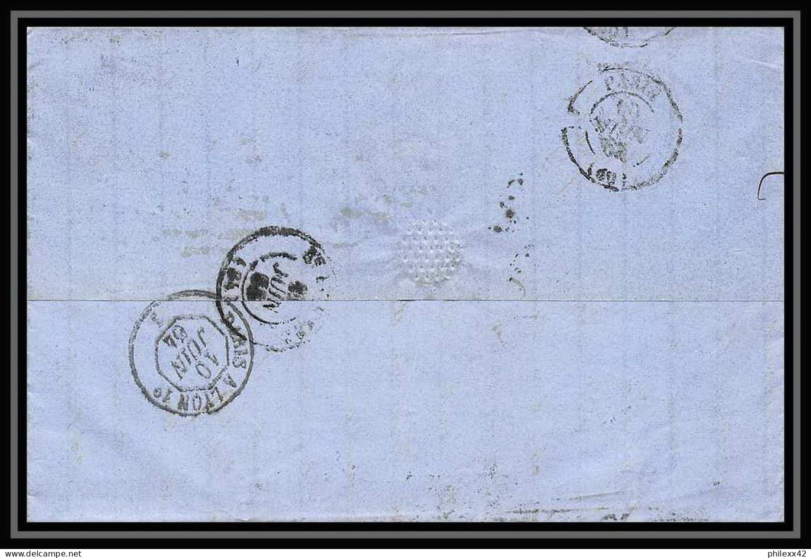 35793 N°32 Victoria 4p Red London St Etienne France 1864 Cachet 91 Lettre Cover Grande Bretagne England - Covers & Documents