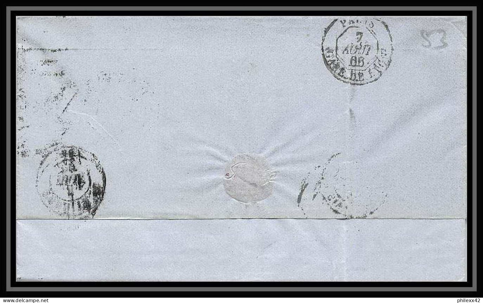35792 N°32 Victoria 4p Red London St Etienne France 1866 Cachet 91 Lettre Cover Grande Bretagne England - Covers & Documents