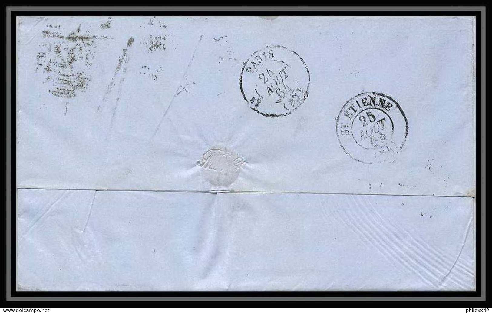 35799 N°32 Victoria 4p Red London St Etienne France 1864 Cachet 92 Lettre Cover Grande Bretagne England - Cartas & Documentos