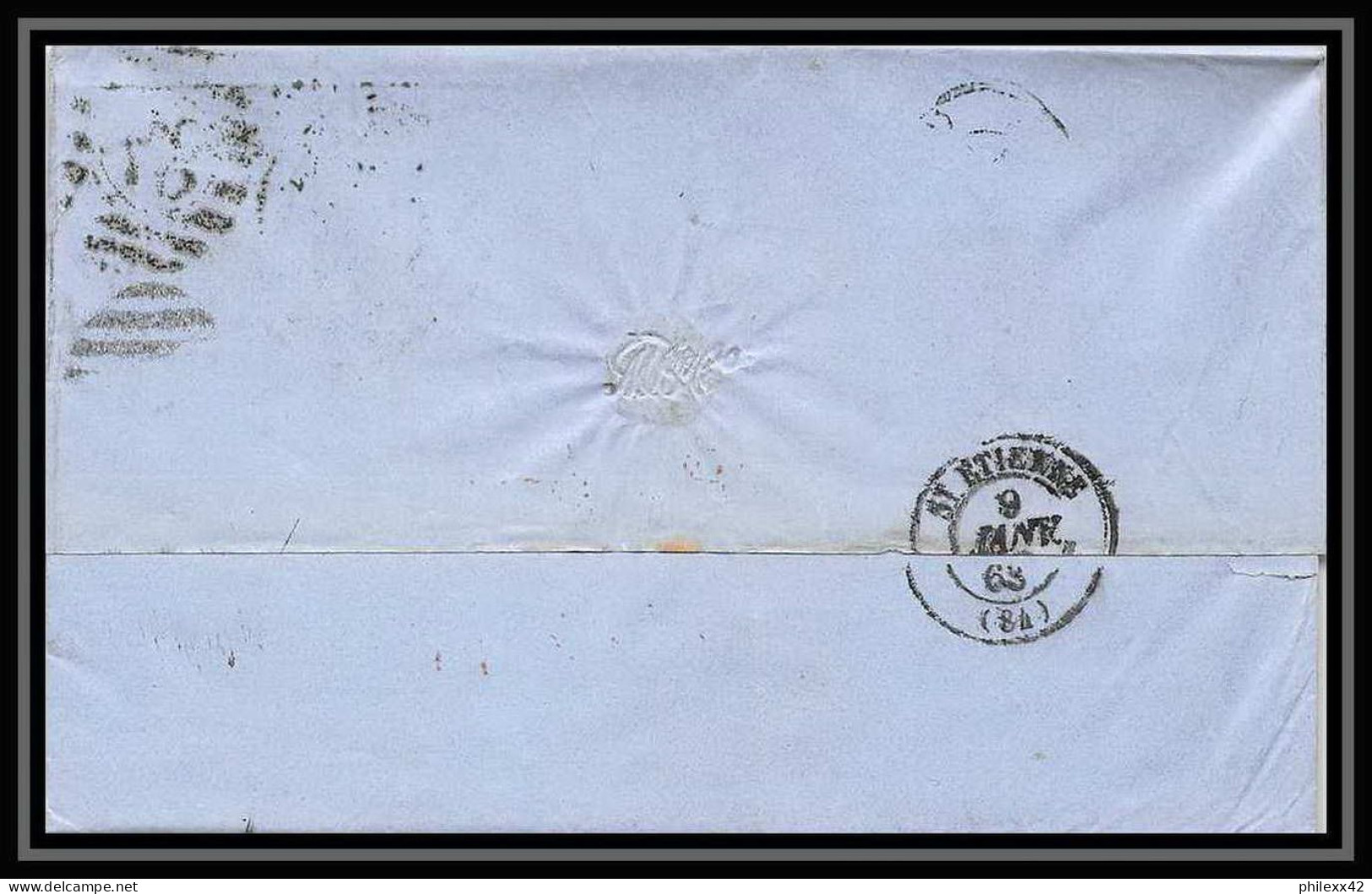 35778 N°32 Victoria 4p Red London St Etienne France 1863 Cachet 87 Lettre Cover Grande Bretagne England - Briefe U. Dokumente