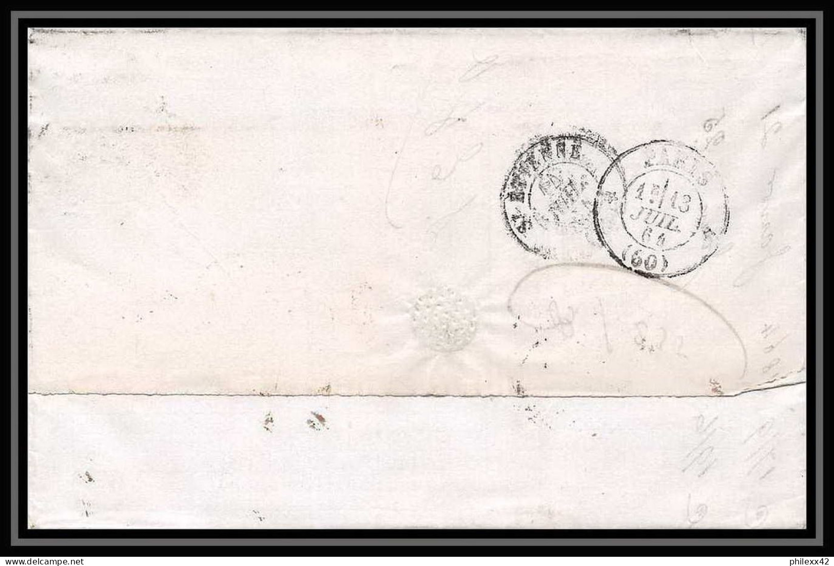 35777 N°32 Victoria 4p Red London St Etienne France 1864 Cachet 87 Lettre Cover Grande Bretagne England - Lettres & Documents