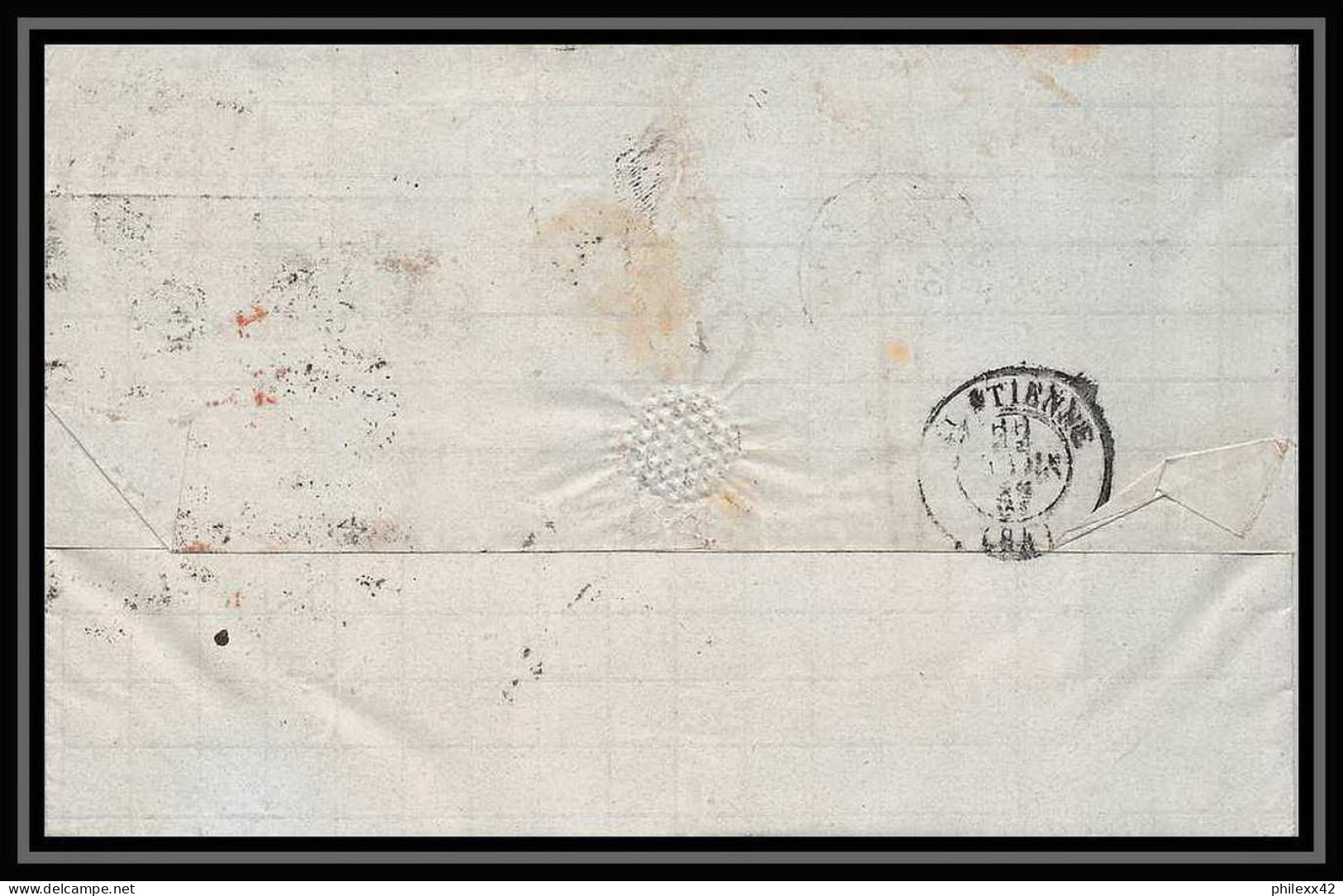 35760 N°32 Victoria 4p Red London St Etienne France 1867 Cachet 81 Lettre Cover Grande Bretagne England - Cartas & Documentos