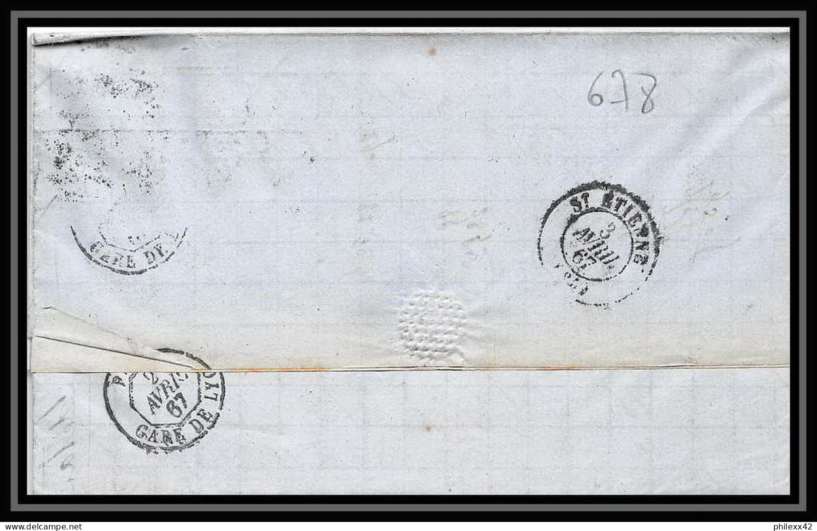 35739 N°32 Victoria 4p Red London St Etienne France 1867 Cachet 78 Lettre Cover Grande Bretagne England - Lettres & Documents