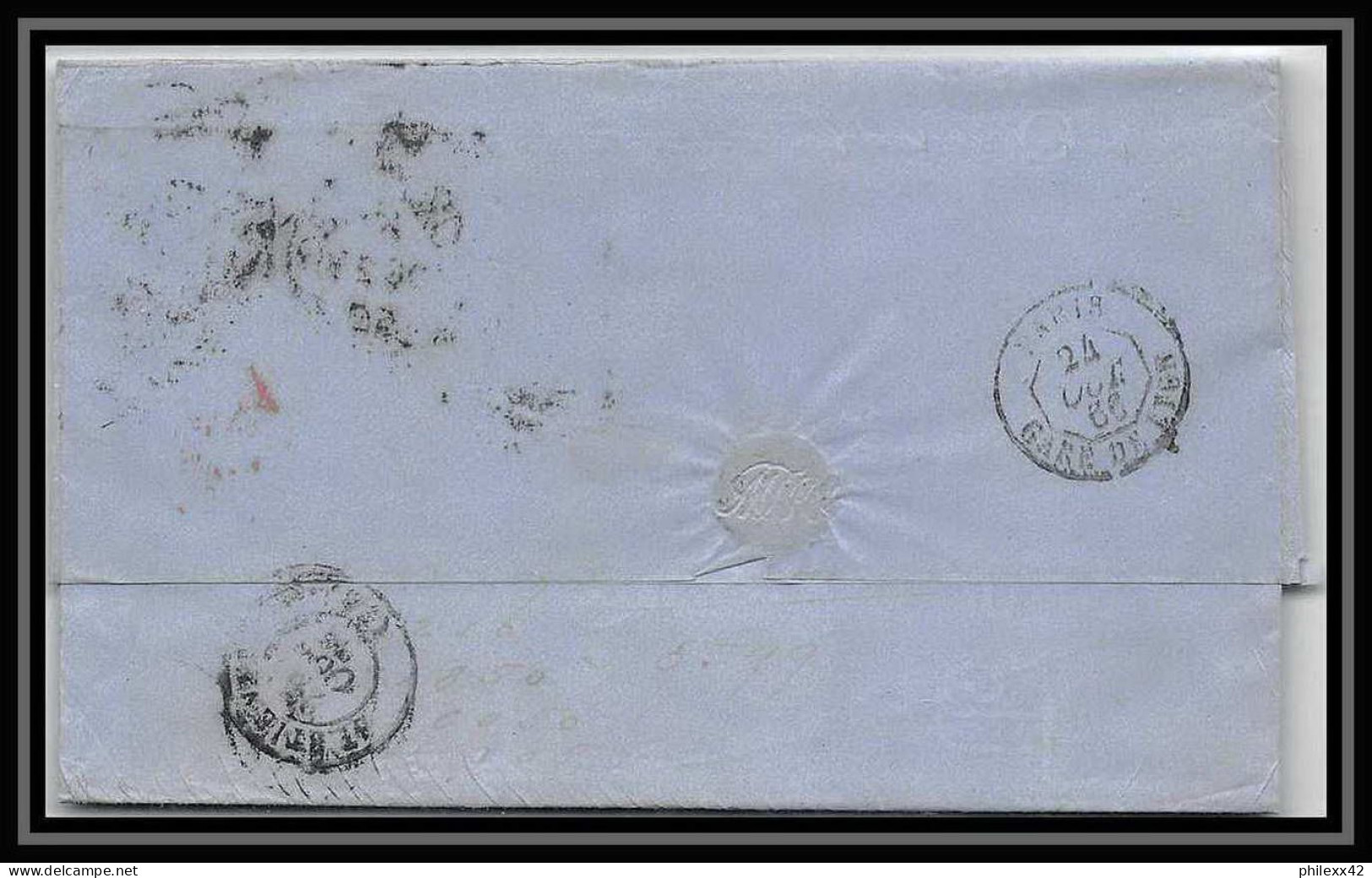 35756 N°32 Victoria 4p Red London St Etienne France 1866 Cachet 80 Lettre Cover Grande Bretagne England - Covers & Documents