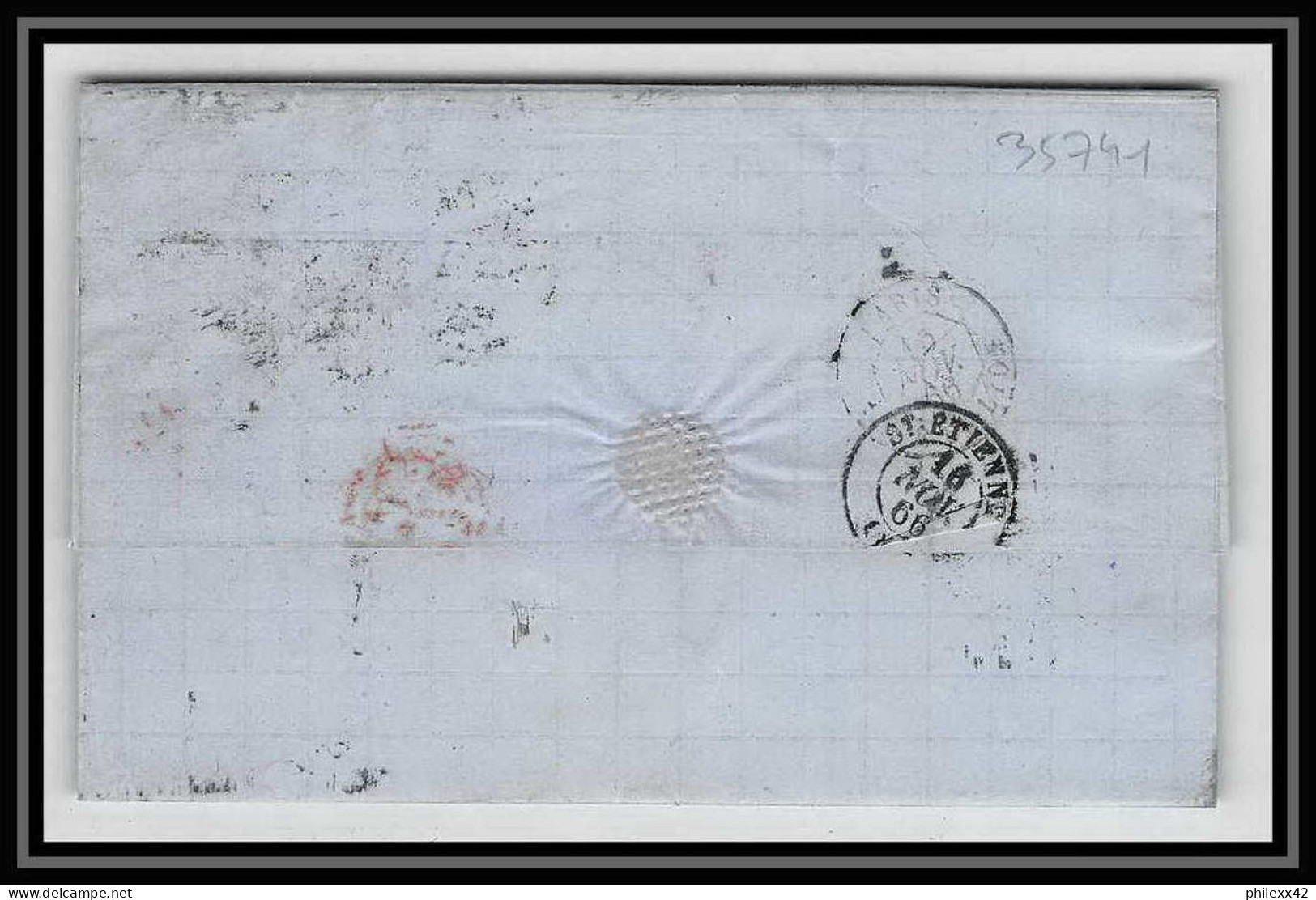 35741 N°32 Victoria 4p Red London St Etienne France 1866 Cachet 78 Lettre Cover Grande Bretagne England - Storia Postale