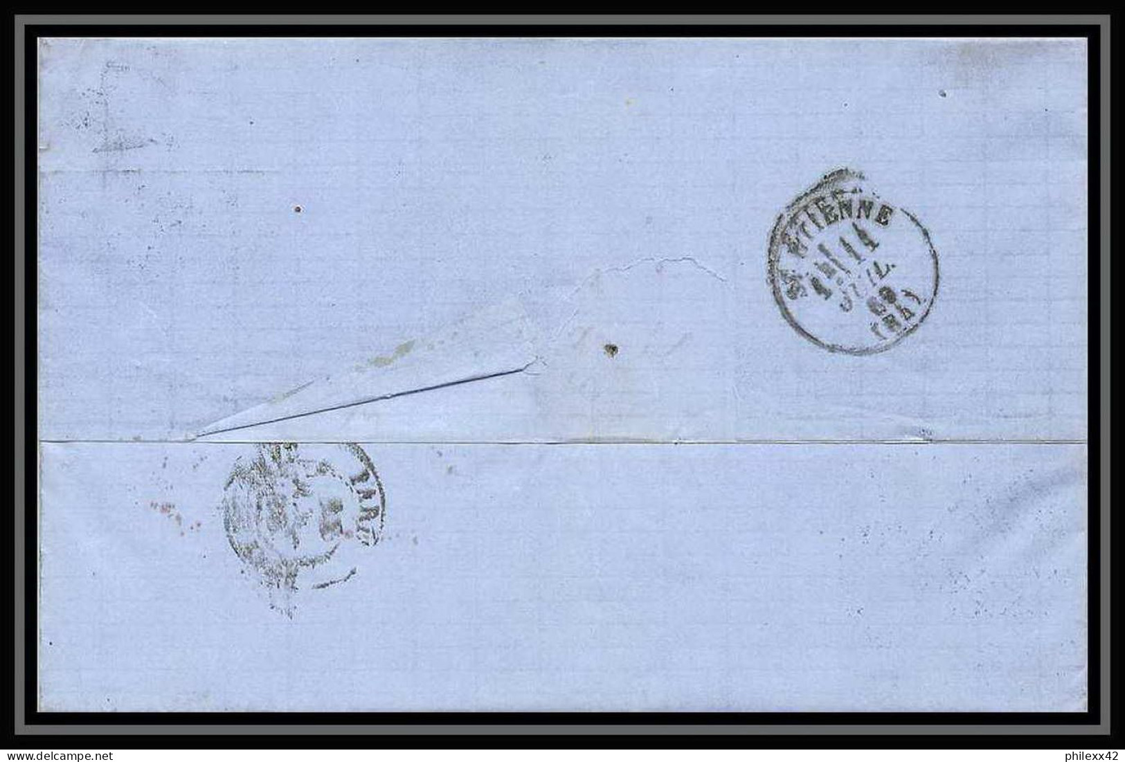 35744 N°32 Victoria 4p Red London St Etienne France 1869 Cachet 78 Lettre Cover Grande Bretagne England - Covers & Documents