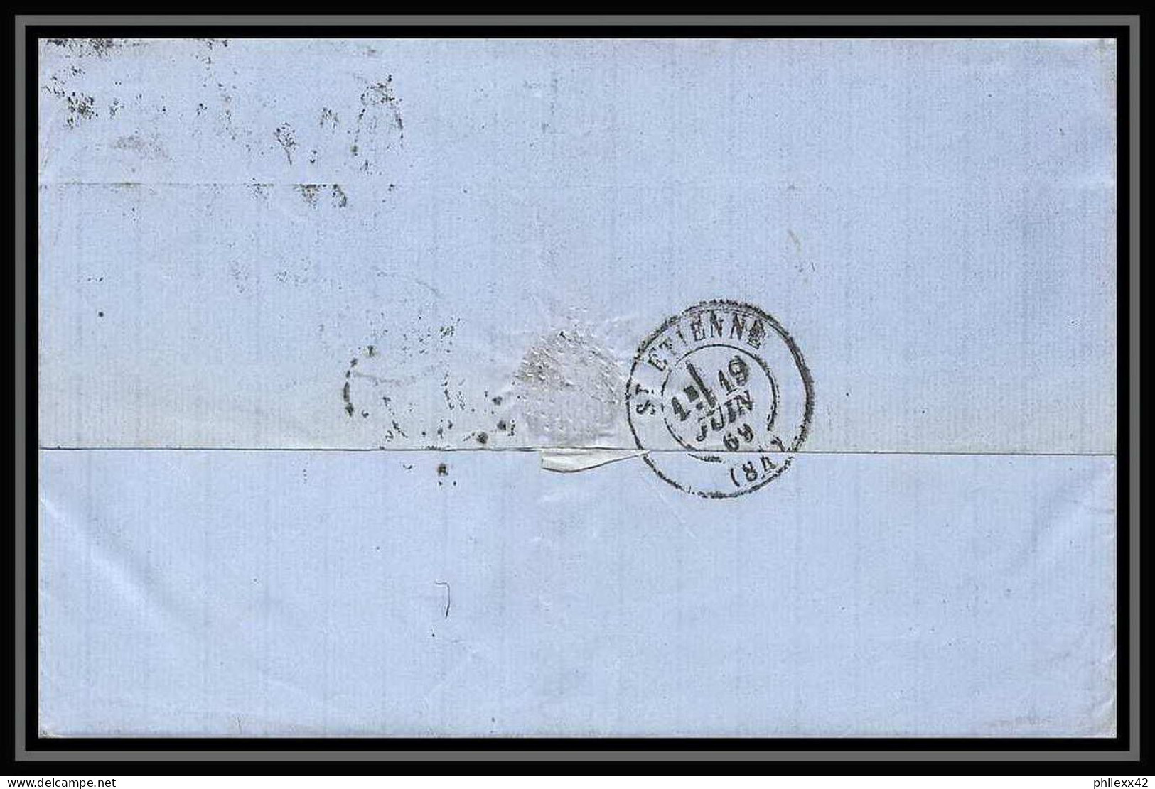 35748 N°32 Victoria 4p Red London St Etienne France 1866 Cachet 78 Lettre Cover Grande Bretagne England - Covers & Documents