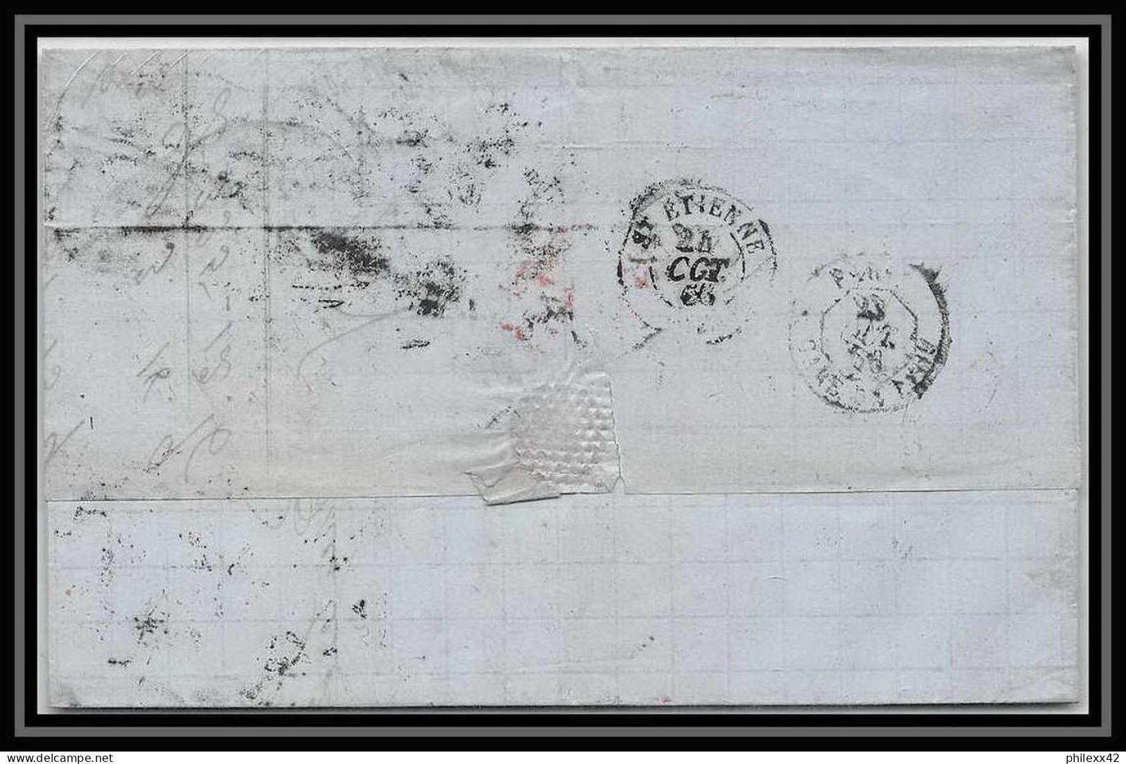 35742 N°32 Victoria 4p Red London St Etienne France 1866 Cachet 78 Lettre Cover Grande Bretagne England - Covers & Documents