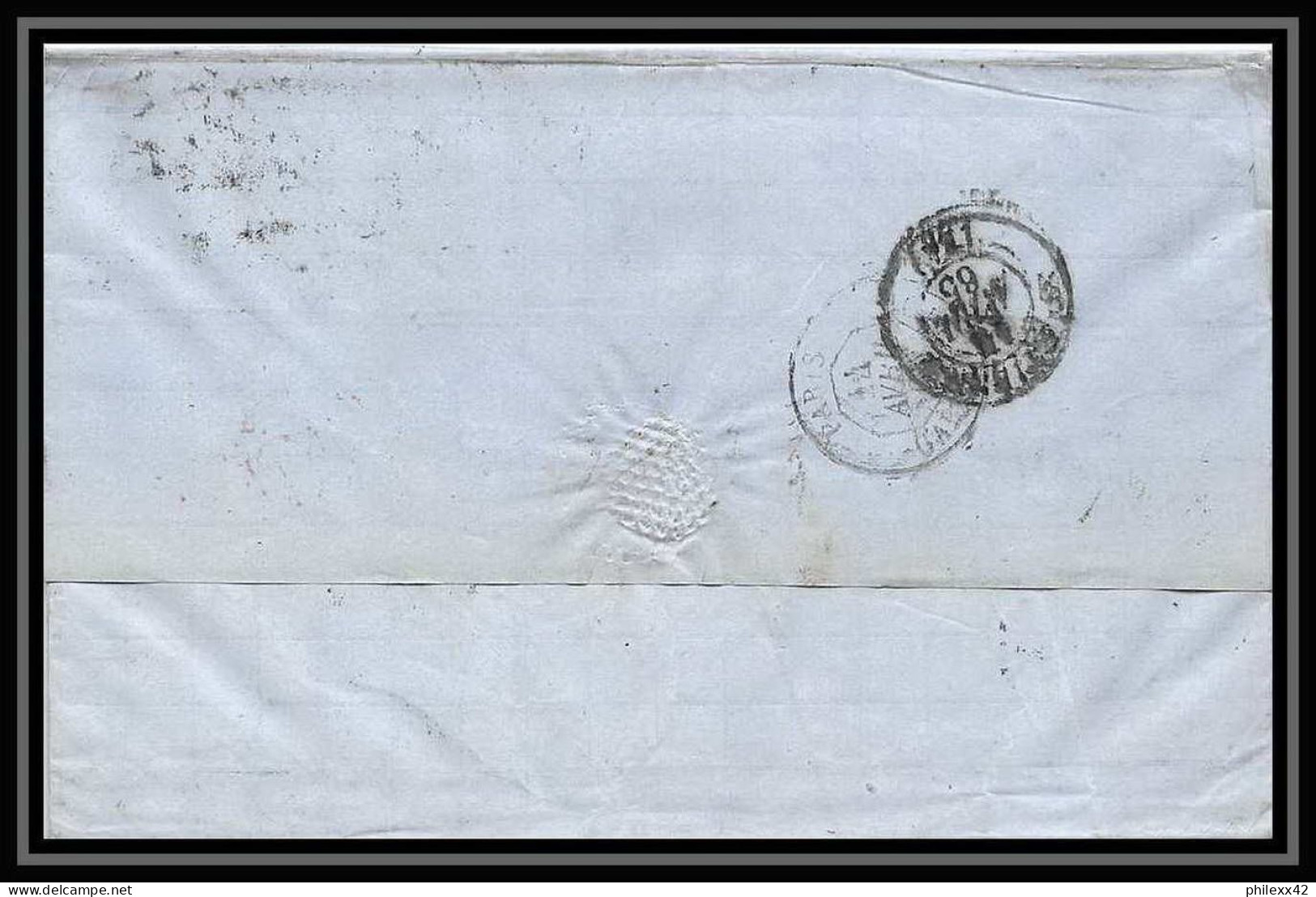 35731 N°32 Victoria 4p Red London St Etienne France 1865 Cachet 76 Lettre Cover Grande Bretagne England - Covers & Documents