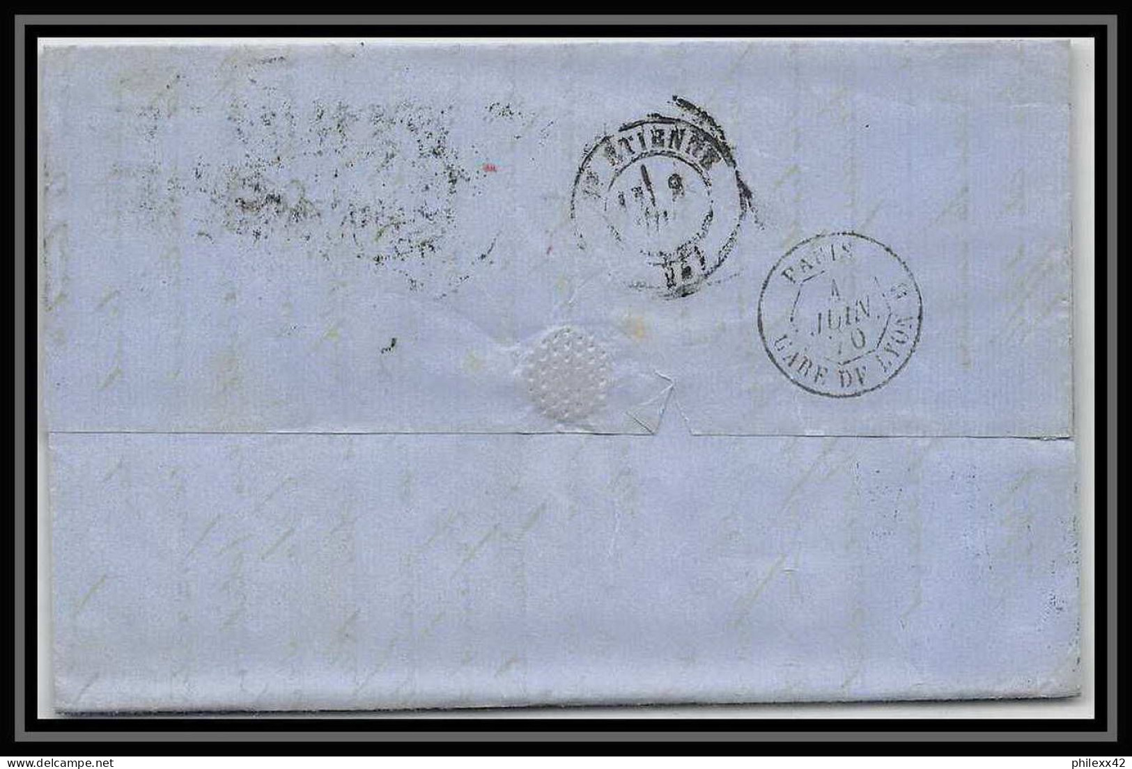 35728 N°32 Victoria 4p Red London St Etienne France 1870 Cachet 75 Lettre Cover Grande Bretagne England - Covers & Documents