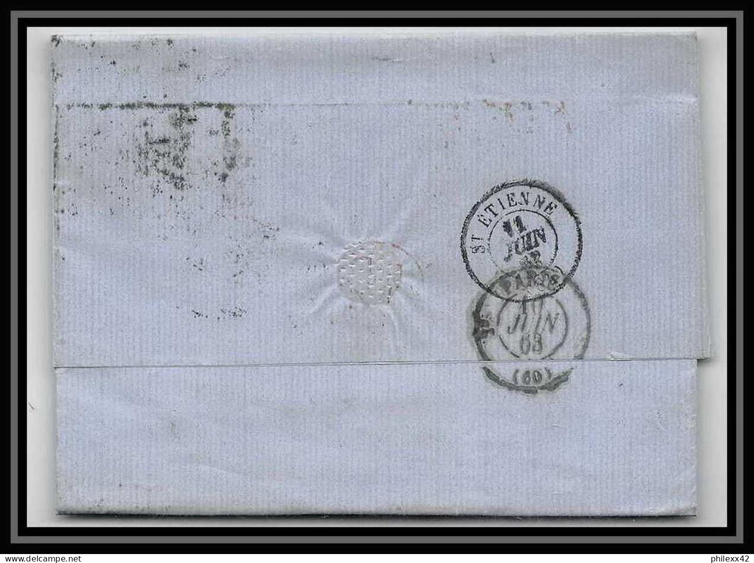 35729 N°32 Victoria 4p Red London St Etienne France 1863 Cachet 75 Lettre Cover Grande Bretagne England - Cartas & Documentos