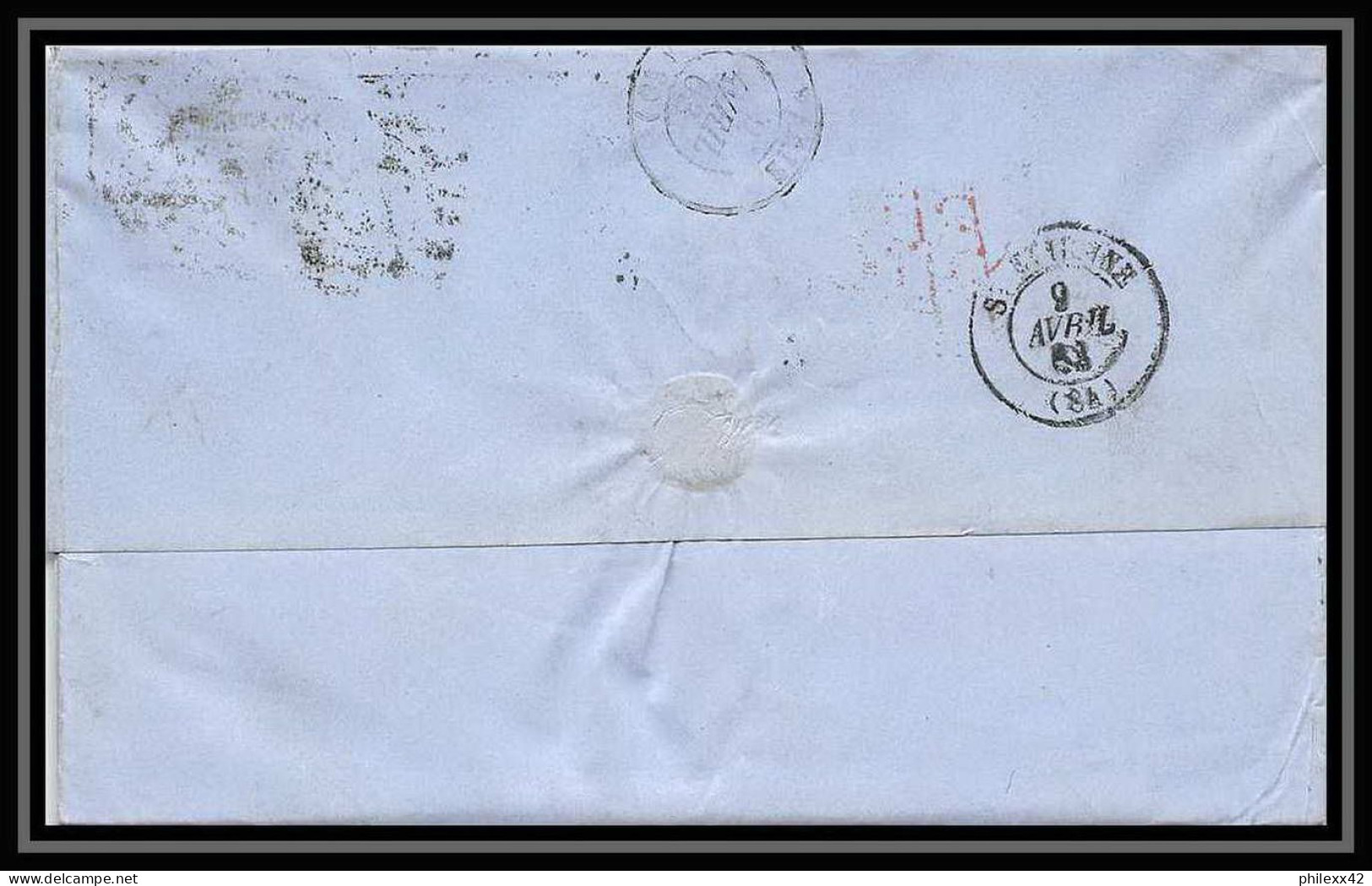 35723 N°32 Victoria 4p Red London St Etienne France 1863 Cachet 75 Lettre Cover Grande Bretagne England - Covers & Documents