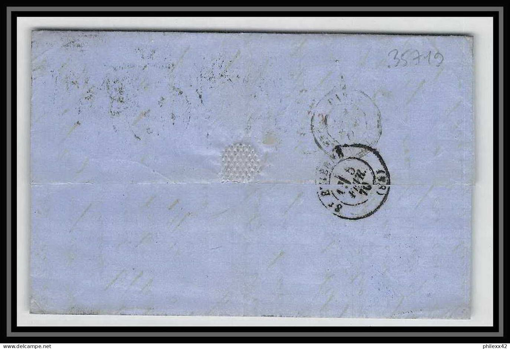 35719 N°32 Victoria 4p Red London St Etienne France 1870 Cachet 74 Lettre Cover Grande Bretagne England - Covers & Documents