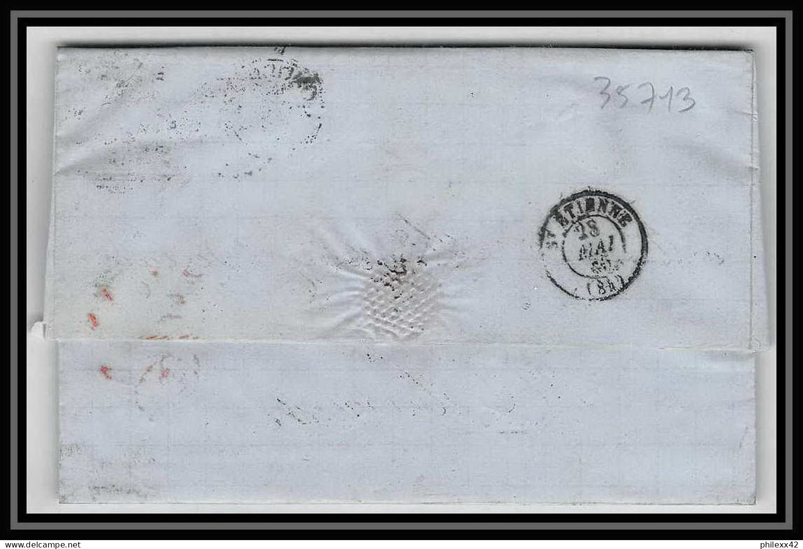 35713 N°32 Victoria 4p Red London St Etienne France 1865 Cachet 73 Lettre Cover Grande Bretagne England - Covers & Documents