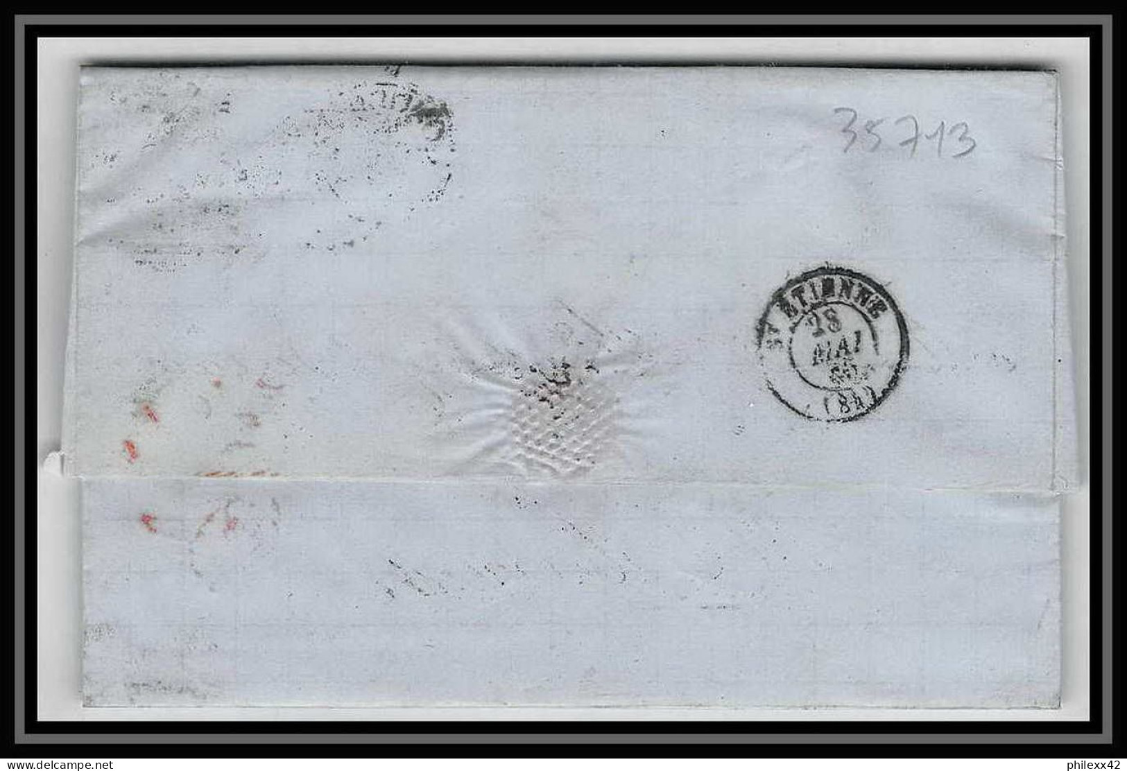 35713 N°32 Victoria 4p Red London St Etienne France 1865 Cachet 73 Lettre Cover Grande Bretagne England - Cartas & Documentos