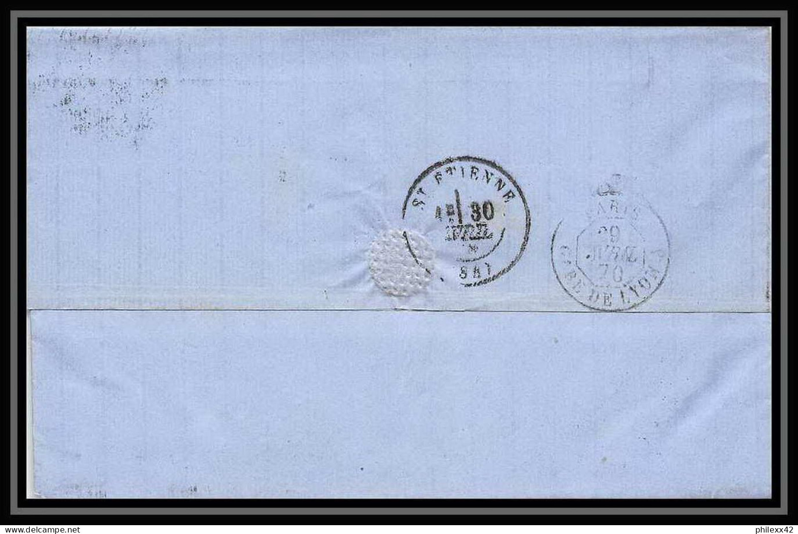 35711 N°32 Victoria 4p Red London St Etienne France 1870 Cachet 73 Lettre Cover Grande Bretagne England - Covers & Documents