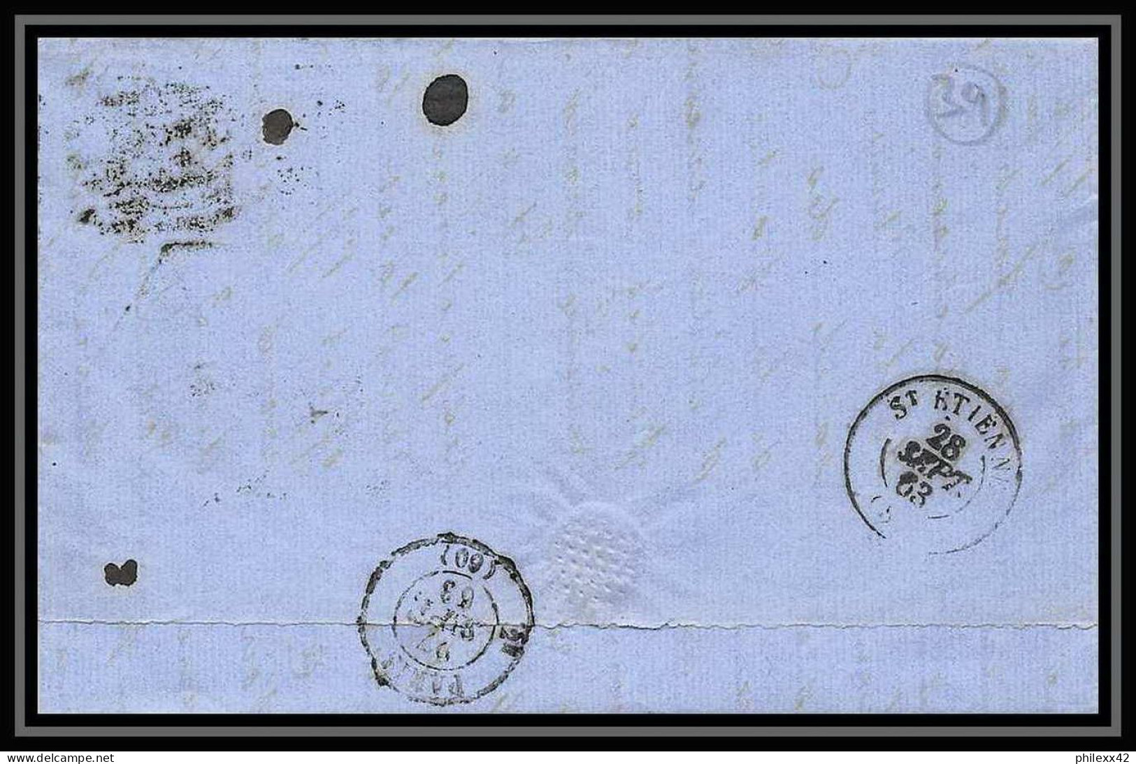 35710 N°32 Victoria 4p Red London St Etienne France 1863 Cachet 73 Lettre Cover Grande Bretagne England - Covers & Documents