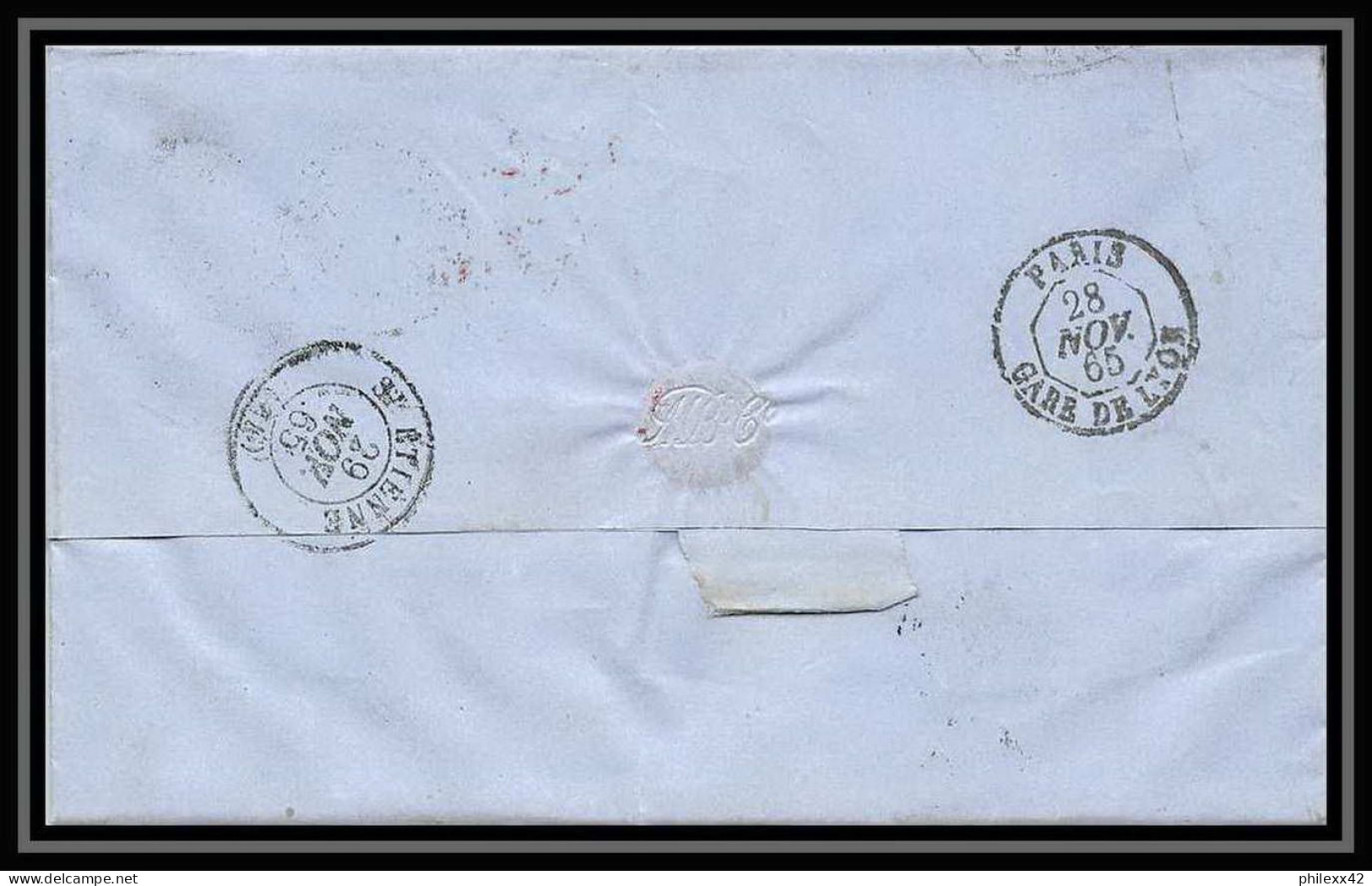 35706 N°32 Victoria 4p Red London St Etienne France 1865 Cachet 72 Lettre Cover Grande Bretagne England - Cartas & Documentos