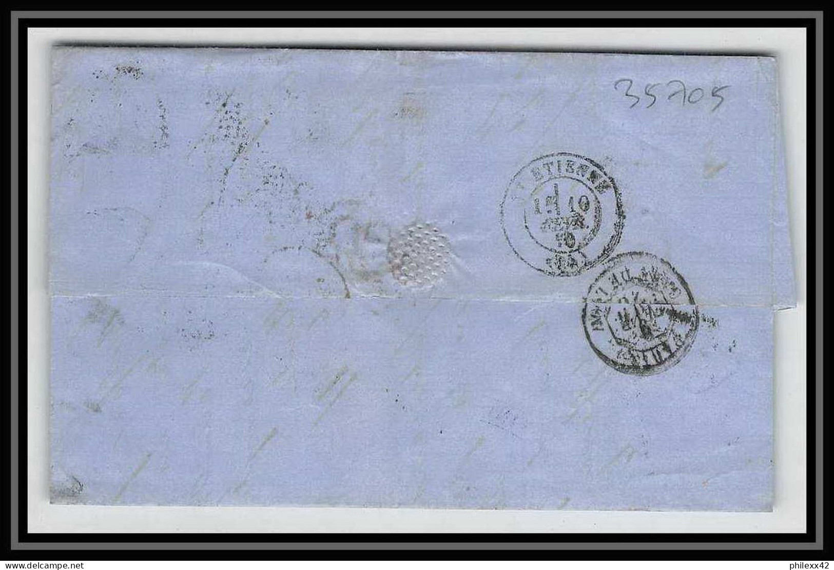 35705 N°32 Victoria 4p Red London St Etienne France 1870 Cachet 72 Lettre Cover Grande Bretagne England - Cartas & Documentos