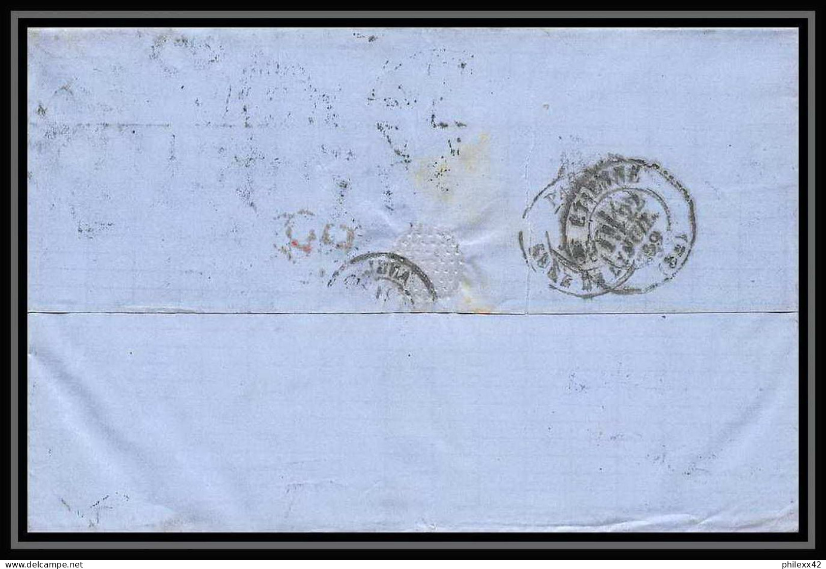 35704 N°32 Victoria 4p Red London St Etienne France 1869 Cachet 72 Lettre Cover Grande Bretagne England - Storia Postale