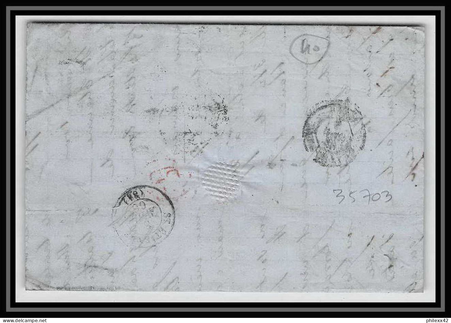 35703 N°32 Victoria 4p Red London St Etienne France 1866 Cachet 72 Lettre Cover Grande Bretagne England - Covers & Documents