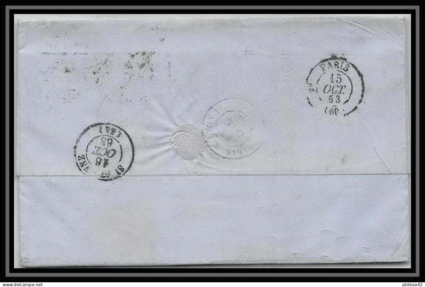 35700 N°32 Victoria 4p Red London St Etienne France 1863 Cachet 71 Lettre Cover Grande Bretagne England - Covers & Documents