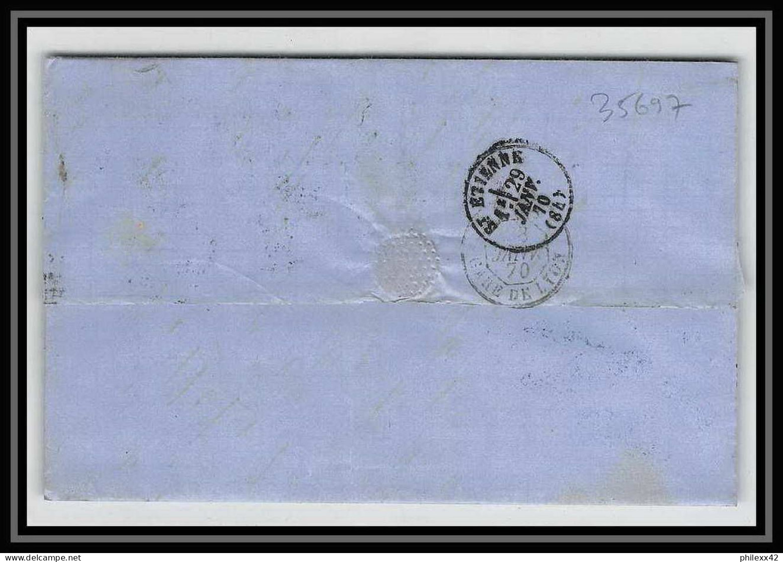 35697 N°32 Victoria 4p Red London St Etienne France 1870 Cachet 71 Lettre Cover Grande Bretagne England - Covers & Documents