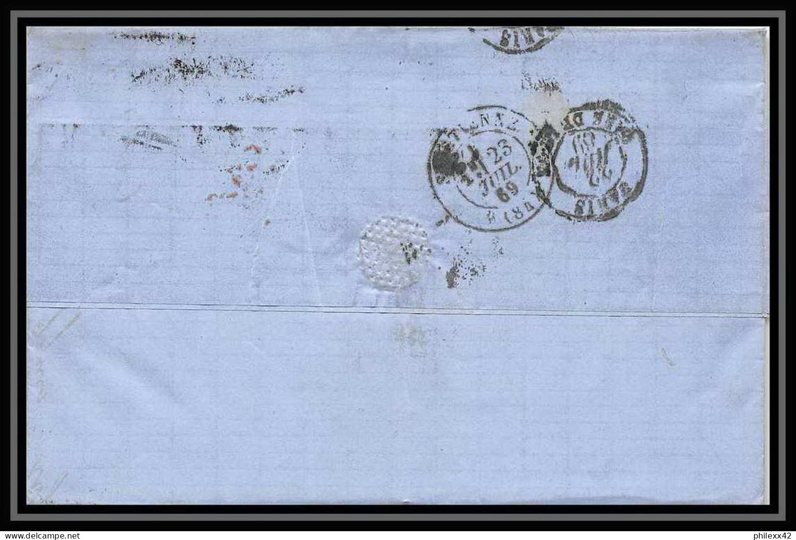 35737 N°32 Victoria 4p Red London St Etienne France 1869 Cachet 77 Lettre Cover Grande Bretagne England - Brieven En Documenten