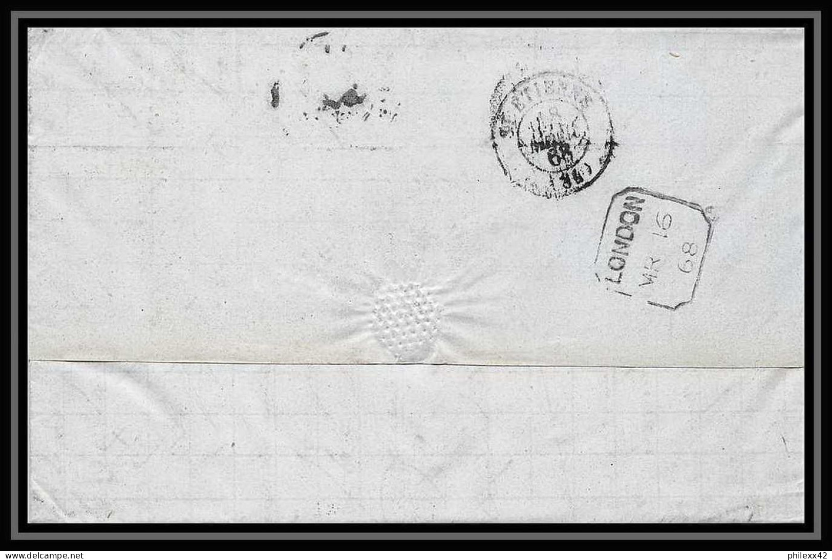 35686 N°32 Victoria 4p Red London St Etienne France 1868 Cachet 49 Lettre Cover Grande Bretagne England - Covers & Documents