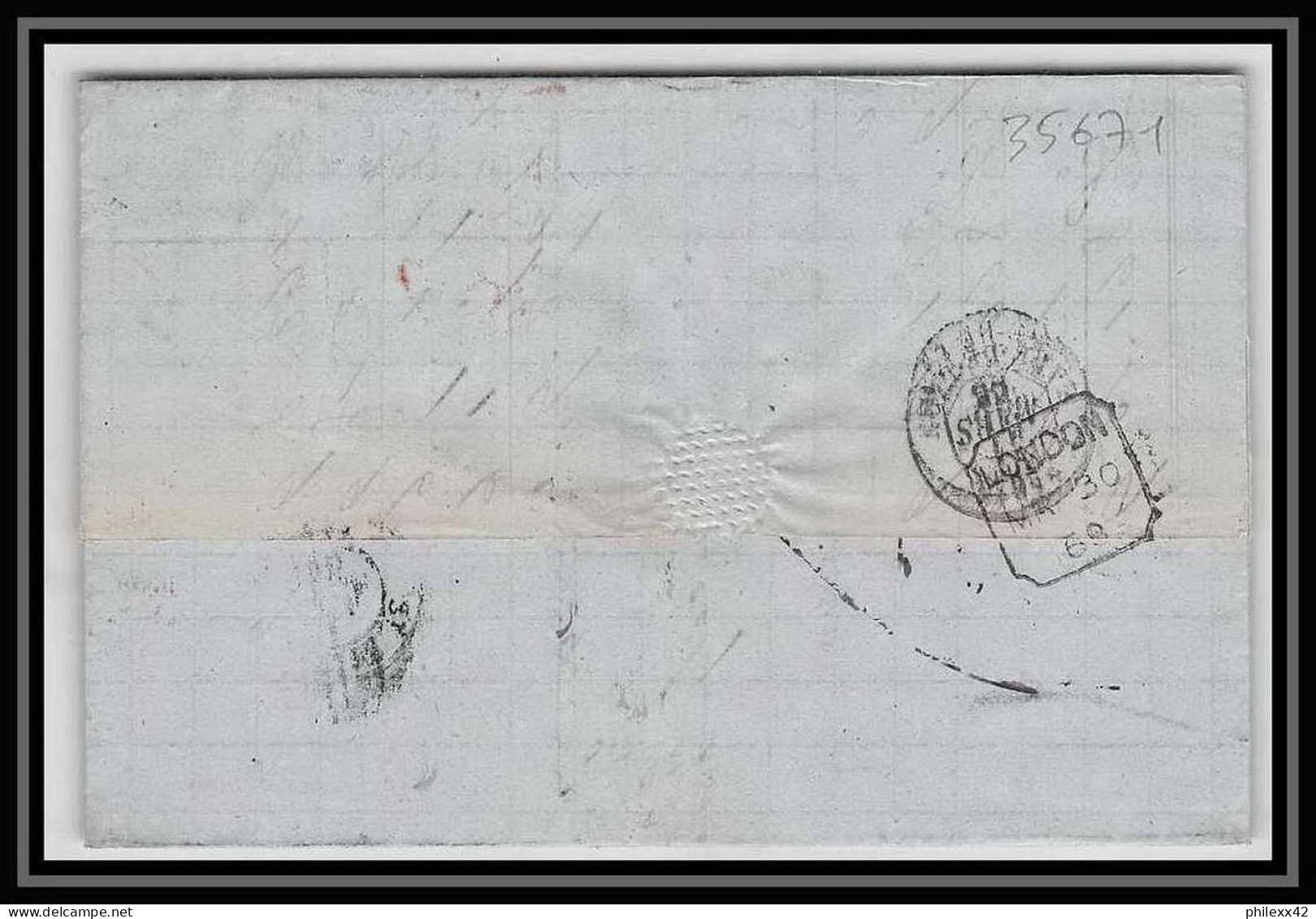 35671 N°32 Victoria 4p Red London St Etienne France 1868 Cachet 48 Lettre Cover Grande Bretagne England - Covers & Documents