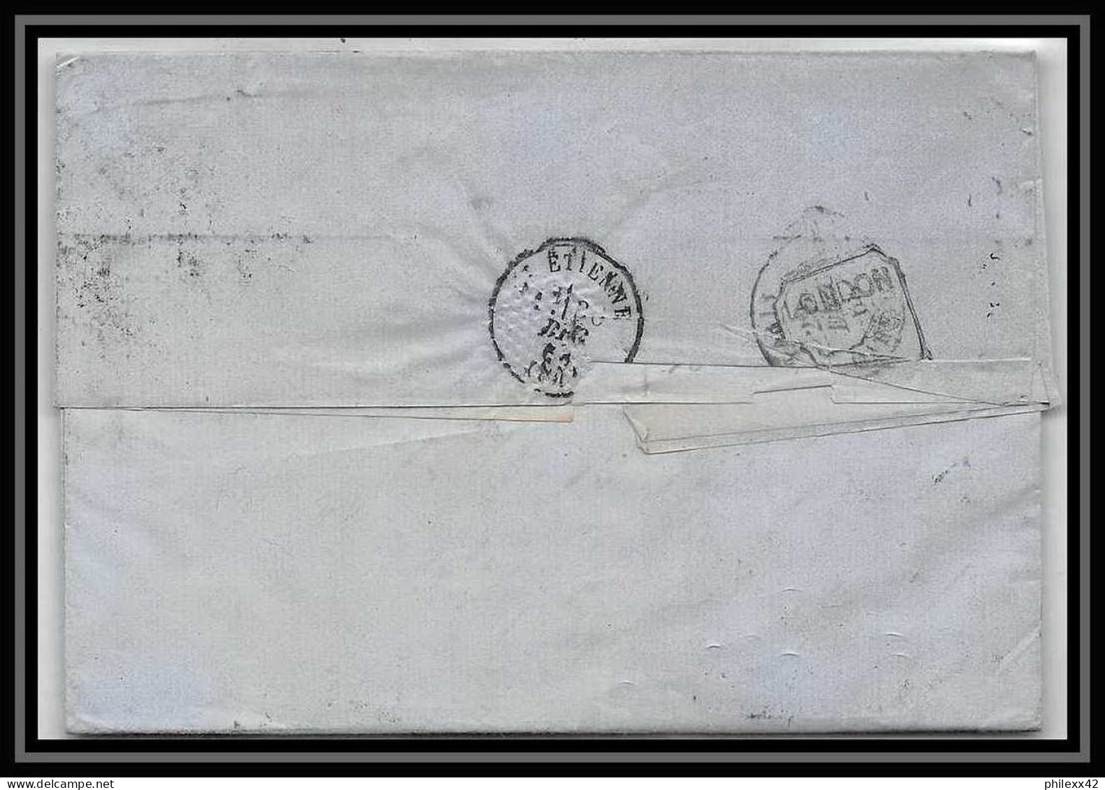 35658 N°32 Victoria 4p London St Etienne France 1868 Cachet 47 Paire Lettre Cover Grande Bretagne England - Briefe U. Dokumente