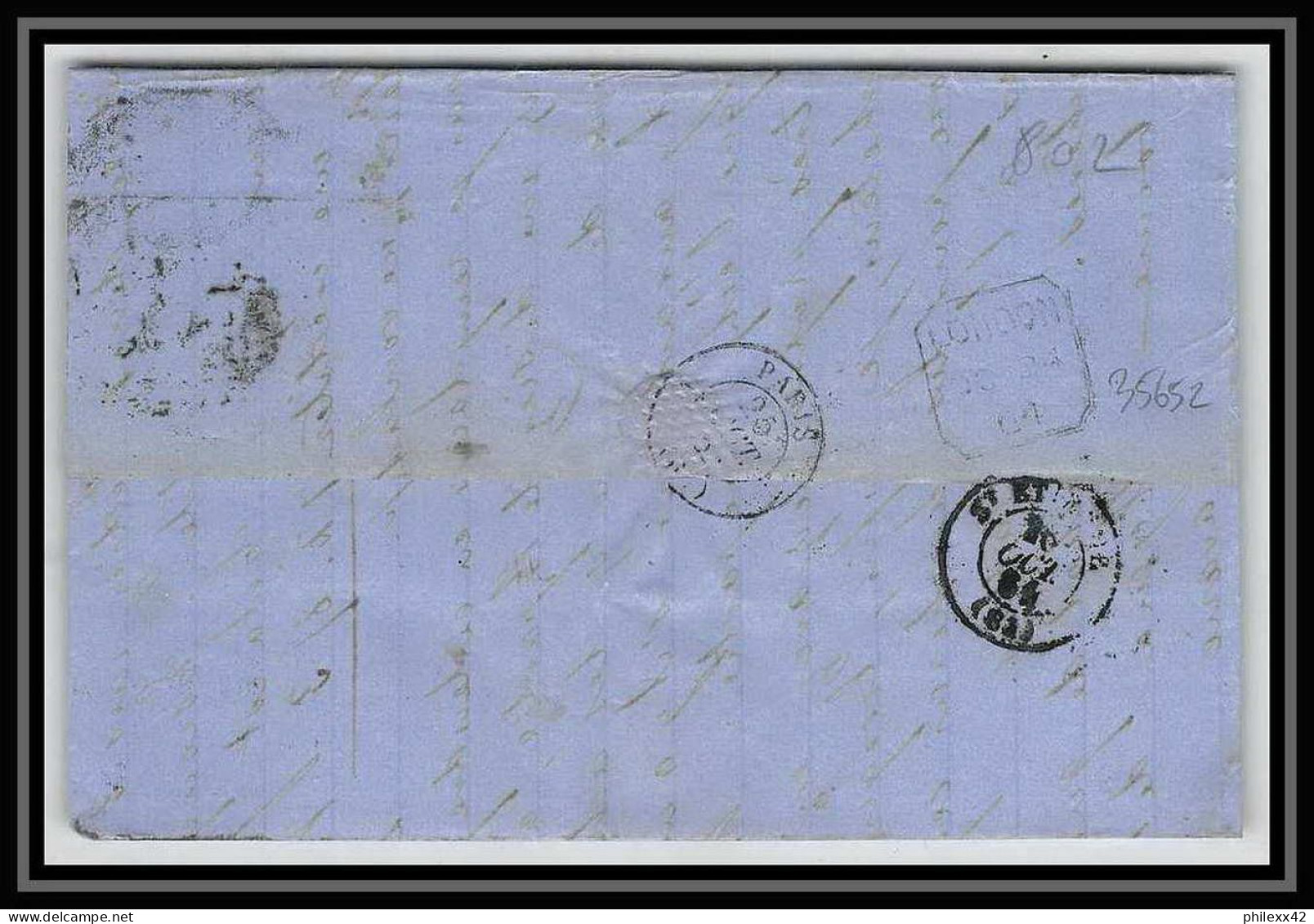 35652 N°32 Victoria 4p Red London St Etienne France 1864 Cachet 46 Lettre Cover Grande Bretagne England - Brieven En Documenten