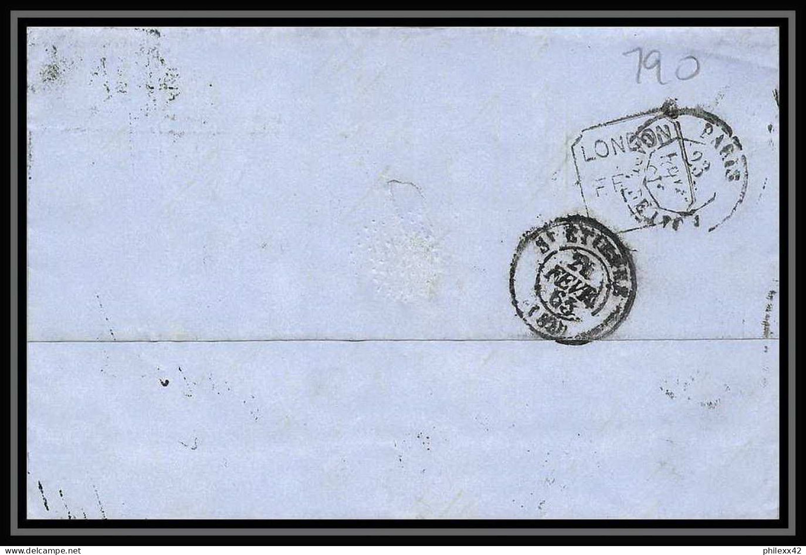 35640 N°32 Victoria 4p Red London St Etienne France 1865 Cachet 46 Lettre Cover Grande Bretagne England - Cartas & Documentos