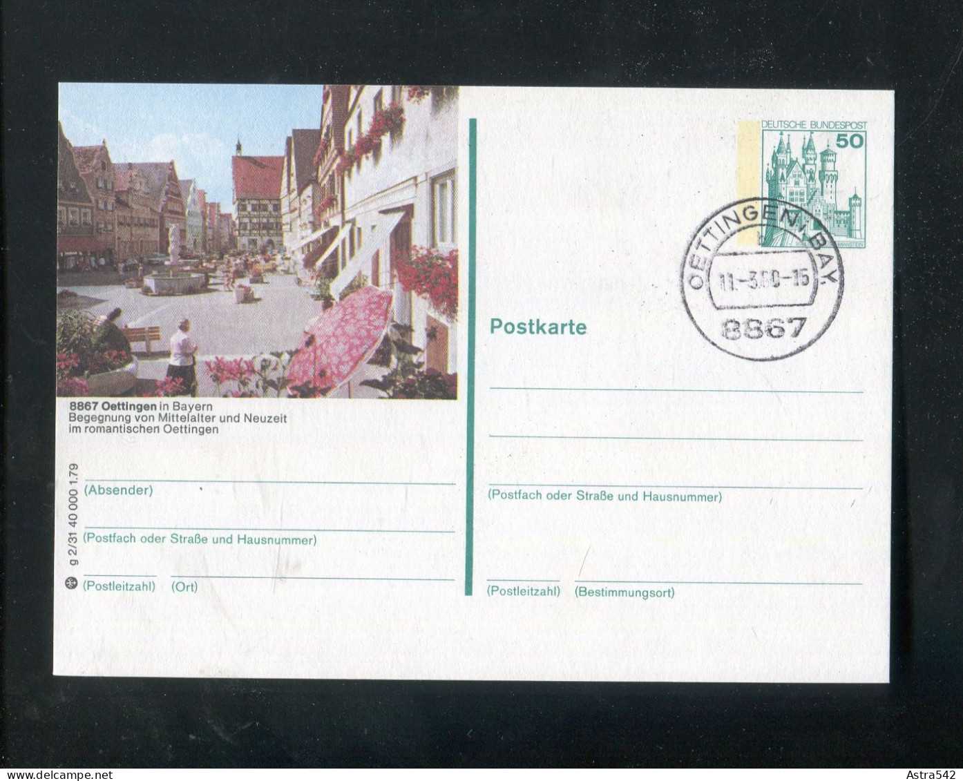 "BUNDESREPUBLIK DEUTSCHLAND" 1979, Bildpostkarte Mit Bildgleichem Stempel Ex "OETTINGEN" (A1118) - Cartes Postales Illustrées - Oblitérées