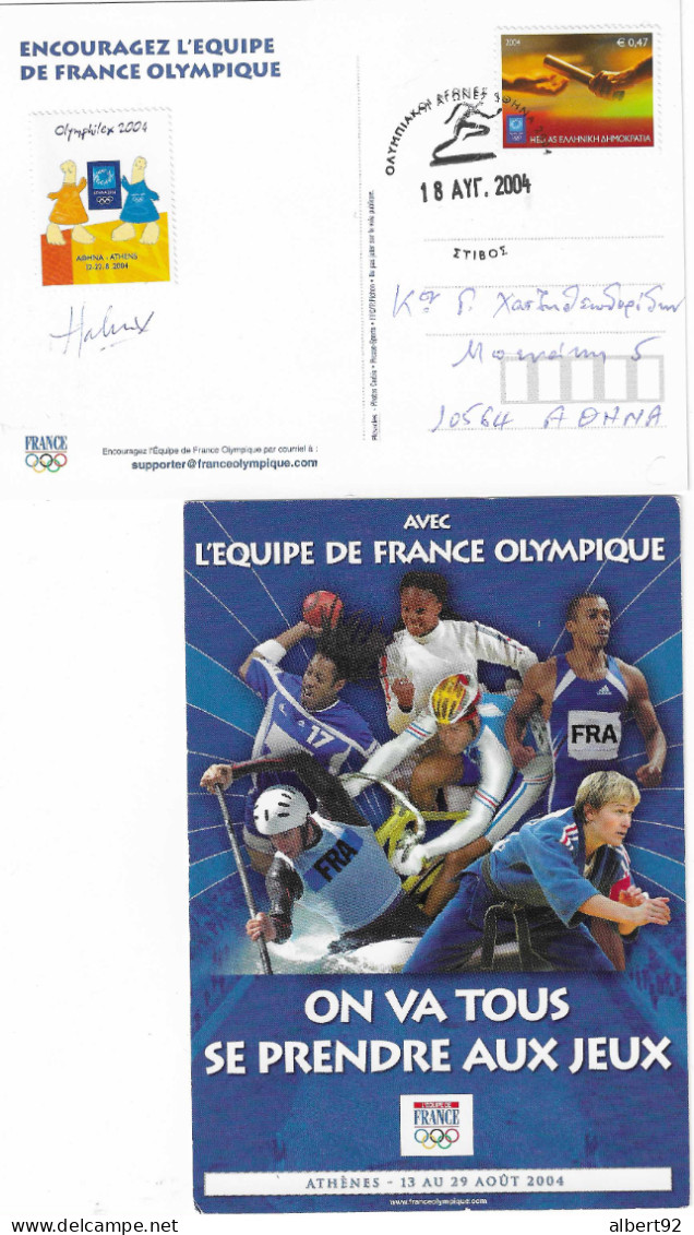 2004 Jeux Olympiques D'Athènes: Athlétisme Sur Carte De L'équipe De France Olympique - Sommer 2004: Athen