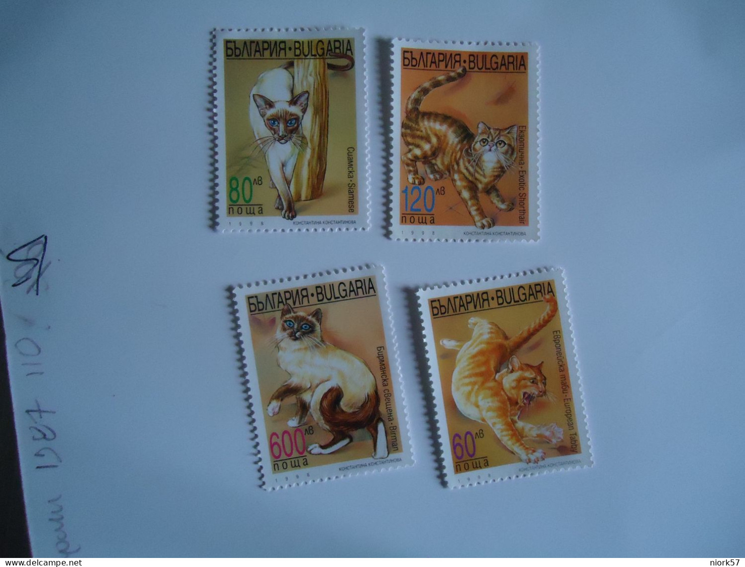 BULGARIA   MNH   SET 4  ANIMALS 1998 CAT  CATS - Domestic Cats