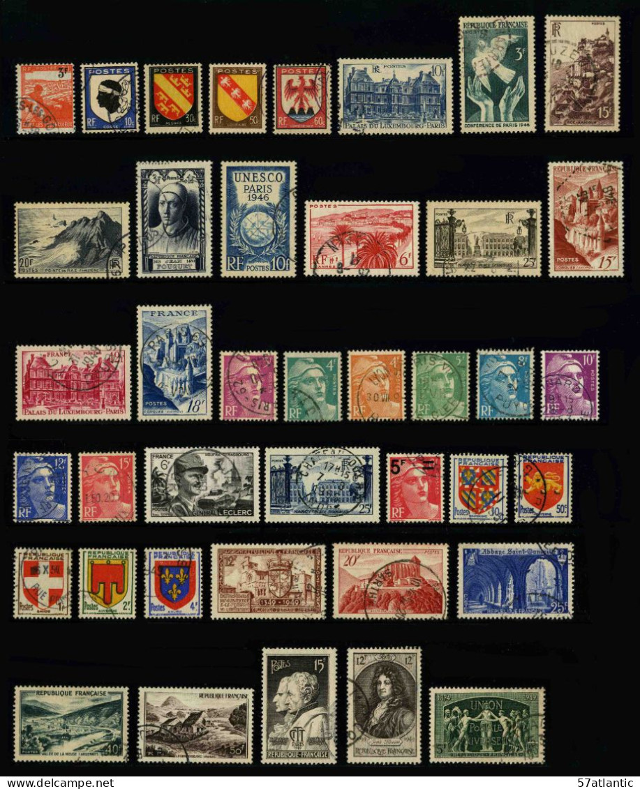 FRANCE - 1946-1949 - LOT DE 40 TIMBRES OBLITERES DIFFERENTS - Oblitérés