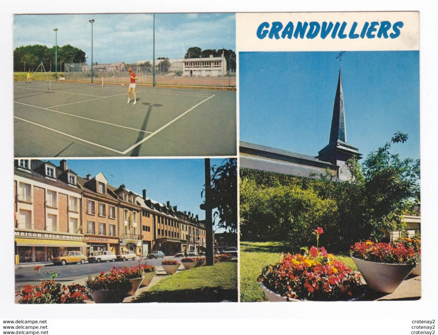 60 GRANDVILLIERS En 3 Vues De 1982 Courts Et Joueurs De Tennis Maison De La Presse Graineterie VOIR DOS Et Flamme - Grandvilliers