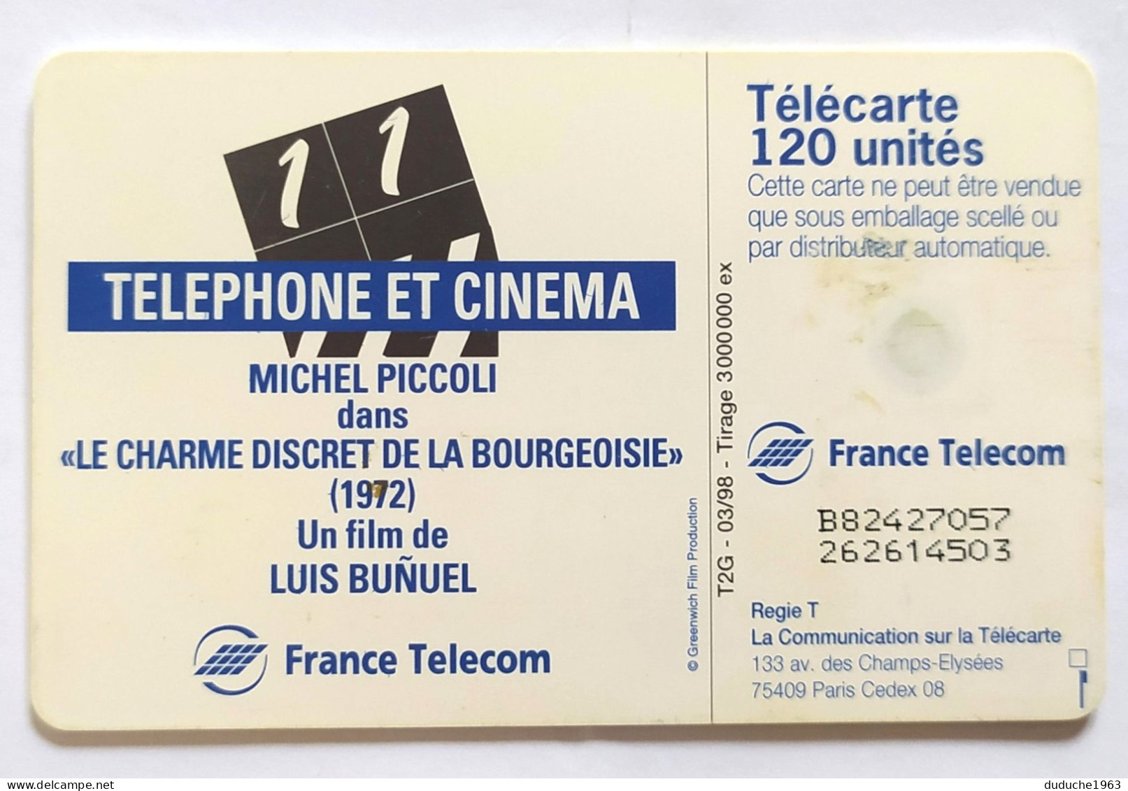 Télécarte France - Téléphone Et Cinéma - Michel Piccoli - Non Classificati