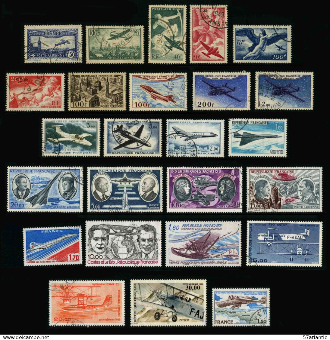 FRANCE - POSTE AERIENNE - LOT DE 25 TIMBRES OBLITERES DIFFERENTS - Other & Unclassified