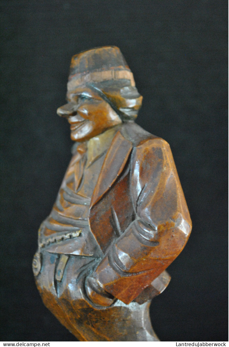 STATUETTE DE PERSONNAGE ALLEMAND EN BOIS SCULPTE PEINT TYPE FORET NOIRE BAVIERE COSTUME BAVAROIS TYROL TYROLIEN RARE