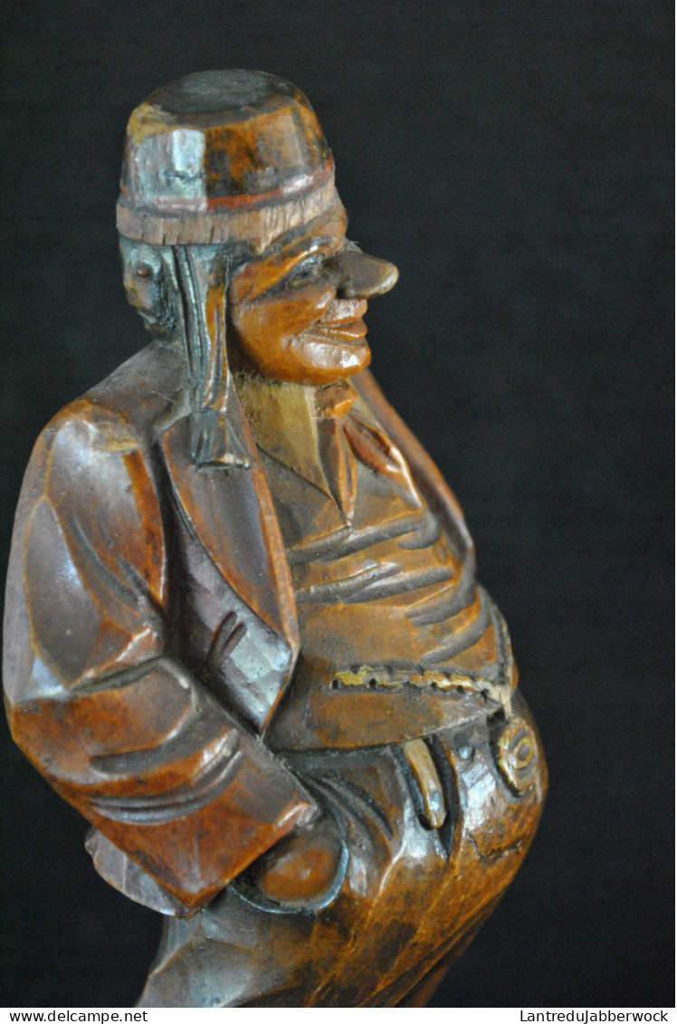 STATUETTE DE PERSONNAGE ALLEMAND EN BOIS SCULPTE PEINT TYPE FORET NOIRE BAVIERE COSTUME BAVAROIS TYROL TYROLIEN RARE