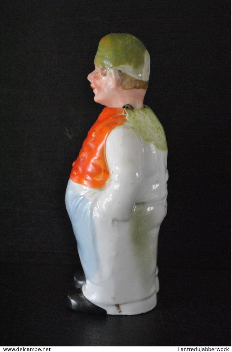 PERSONNAGE TETE A BASCULE EN PORCELAINE PEINTE SANS MARQUE NI CACHET TABLIER BONNET EPICIER MEUNIER BOUCHER - Autres & Non Classés