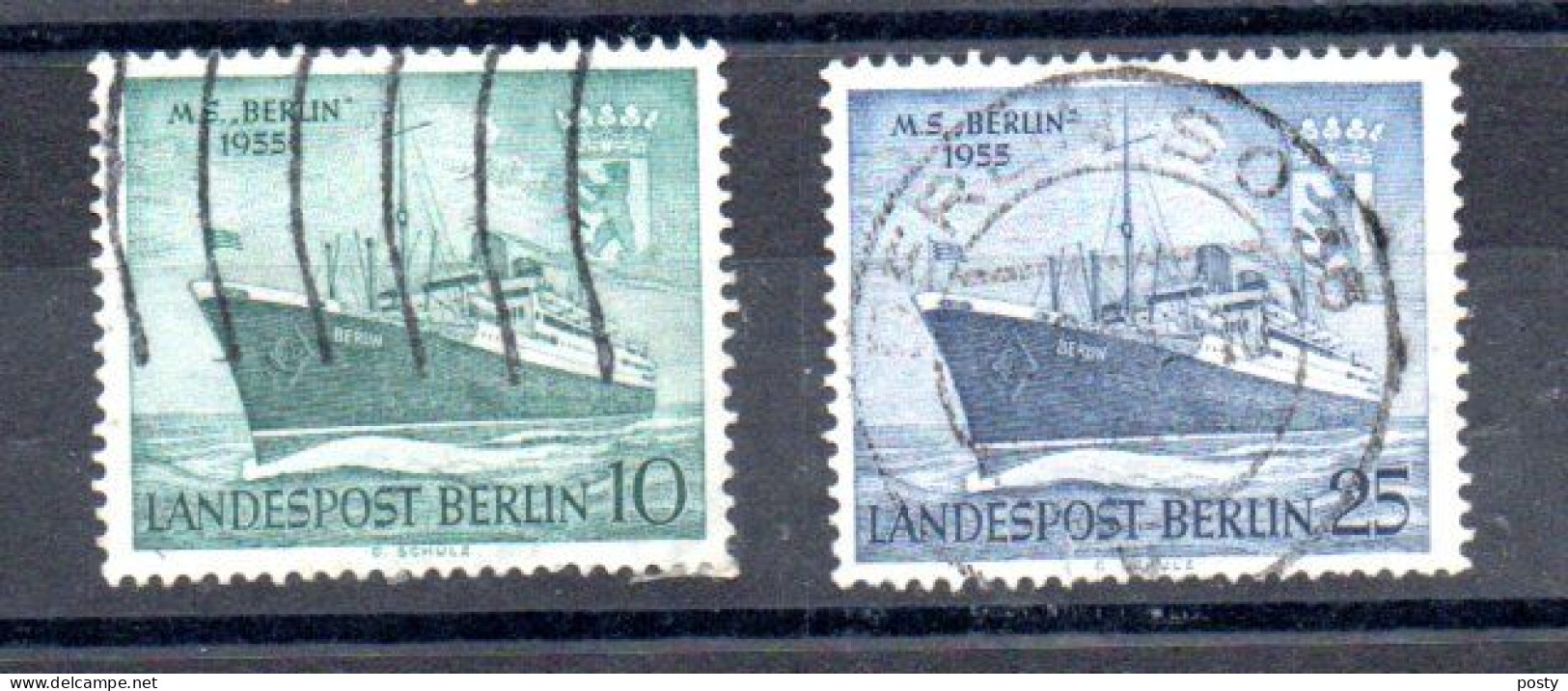 ALLEMAGNE - GERMANY - BERLIN - 1955 - M.S BERLIN - PAQUEBOT - SCHIFF - OCEANLINER - 10 + 25 - Oblitéré - Used - - Usados