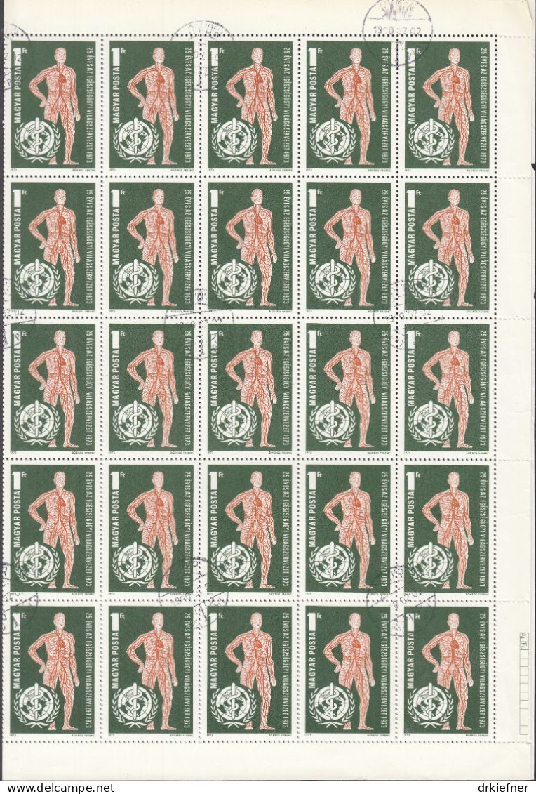 UNGARN  2863 A, Bogen (10x5), Gestempelt, 25 Jahre Weltgesundheitsorganisation (WHO), 1973 - Gebraucht