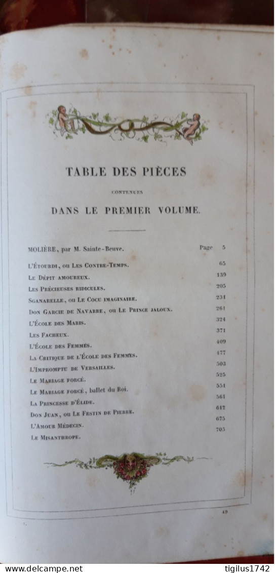 Œuvres de Molière précédées d’une notice sur sa vie et ses ouvrages par M. Sainte Beuve. T1 1835 T2 1836