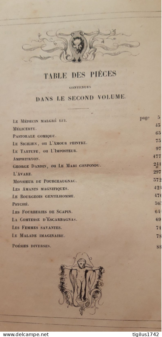 Œuvres de Molière précédées d’une notice sur sa vie et ses ouvrages par M. Sainte Beuve. T1 1835 T2 1836