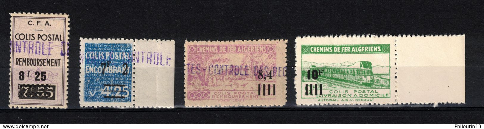 Algérie Colonies Françaises Colis Postaux  Lot De 4 Timbres Avec Défauts ** / MNH Scan R / V - Postpaketten