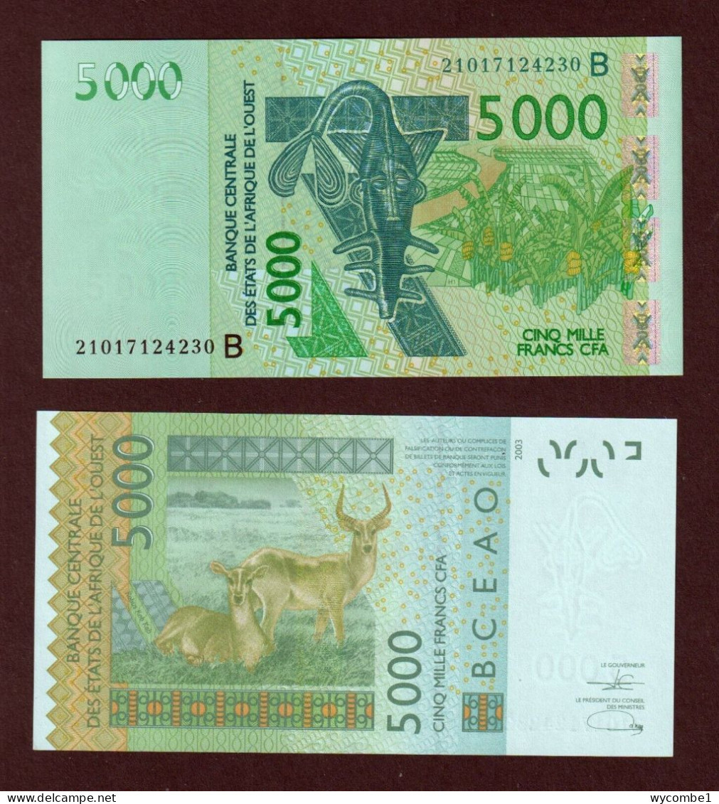 BENIN -  2021 5000 CFA Code B UNC Banknote - Benin